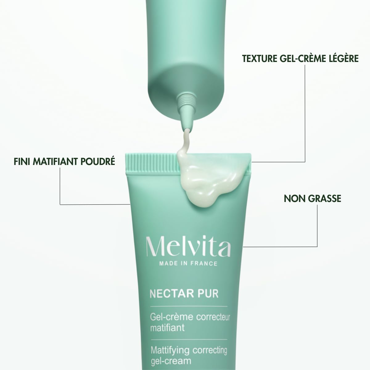 Melvita - Fluide Matifiant - Nectar Pur - Peaux Mixtes à Grasses - Régule le sébum et Réduit les brillances - 40ml