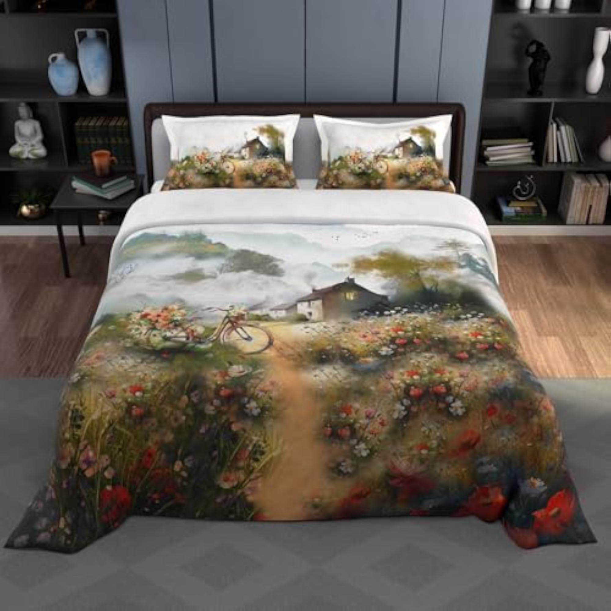 Scenic Collection King Size Bedsheet with 2 Pillow Covers, Nature's Escape
