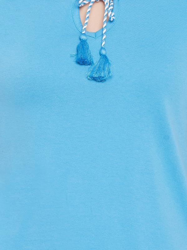 Image of Clovia Women's Cotton Printed Top & Pyjama Set - Blue