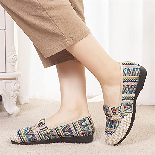 Hbeylia Women's Slip On Loafers Vintage Bohemian Ethnic Comfortable Slip-On Sneakers Fashion Casual Boho Canvas Low Top Beach Shoes For Women Girls Driving Work Nurse Travel Vacation4