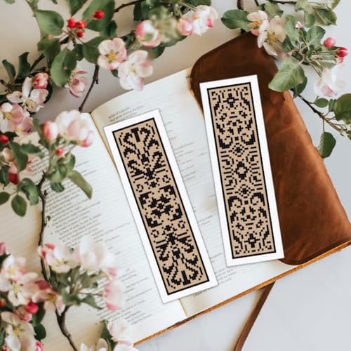 Image of BEUNITONE 6 Pcs Cross Stitch Bookmark Kit DIY Vintage Decorative Border Counted Cross Stitch Stamped Kits for Adults Beginners with Instructions Embroidery Bookmark Kit for Book Lovers 2.4x7.9 in