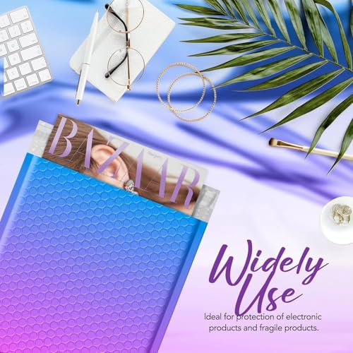Image of Fuxury Bubble Mailers 8.5x12 inch 240 Pack Padded Envelopes Usable Size 8.5x11 inch | Thick Mailing Envelopes Bubble Opaque Padded Mailers Shipping Bags for Mailing Jewelry Makeup Small Business #2 BluePurple