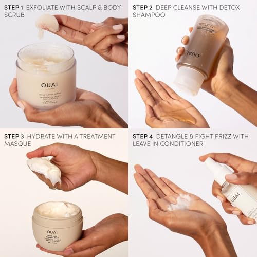 Image of OUAI Detox Shampoo Travel Size - Clarifying Shampoo for Build Up, Dirt, Oil, Product and Hard Water - Apple Cider Vinegar & Keratin for Clean, Refreshed Hair - Sulfate-Free Hair Care (3 oz)