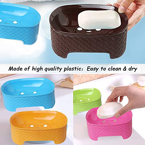 Image of Plastic Soap Dish Set of 4 pcs (Multicolour -Colour May Vary, Standard)