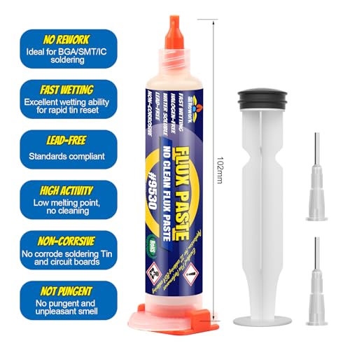 BEEYUIHF No-Clean Soldering Flux Paste, flux for Soldering, Electronics Solder Paste Flux for PCB/IC/BGA/SMD/SMT/LED Repairing (10mL Syringe) #9530 (1 Pack)