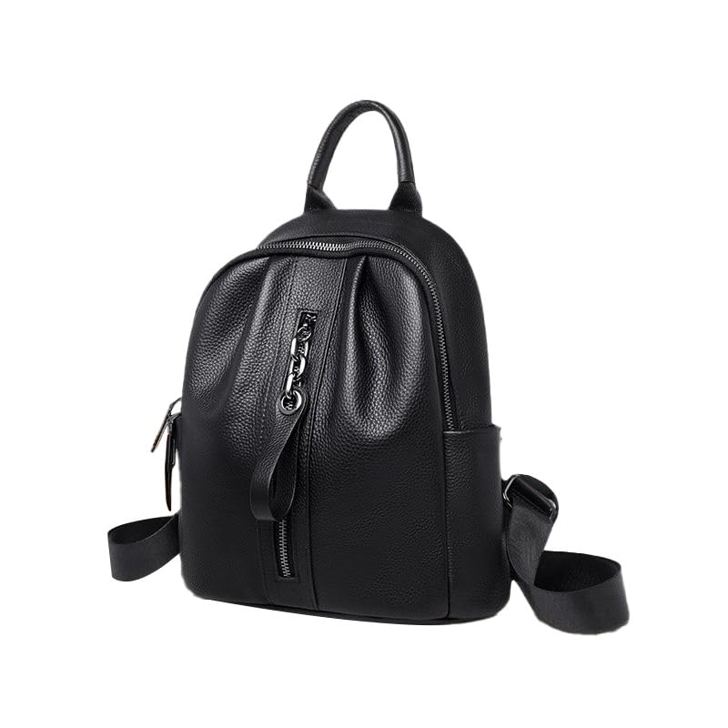 Sac à dos en cuir noir femme mini cartable litchi tendance Small