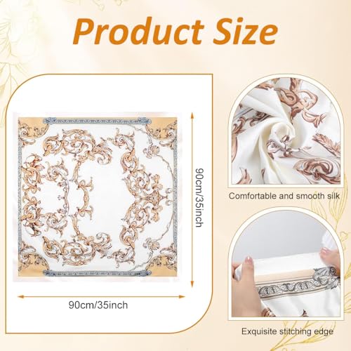 Image of SANNIDHI Hair Head Scarf for Women Satin Silk Like Neckerchief Fashion Print Square 35in Bandana Handbag Decor