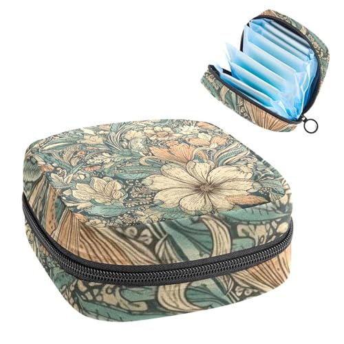 Period Bags for School, Sanitary Napkin Storage Bag for Feminine Pads, Retro Vintage Flowers Ladies Menstrual Cup Pouch Sanitary Pads Organizer