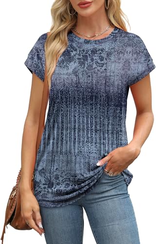 Image of Alaroo Womens Summer Tops Short Sleeve Shirts Crew Neck Cute Trendy Tunic Blouses (S-3XL)