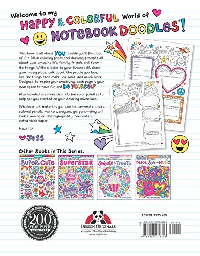 Notebook Doodles Amazing Me!: Coloring & Activity Book (Design Originals) 32 Inspiring Designs; Beginner-Friendly Empowering Art Activities for Tweens, on High-Quality Extra-Thick Perforated Paper - Image 2