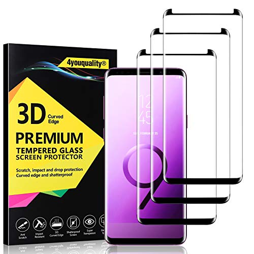 4youquality Lot de 3 protections d'écran en verre trempé pour Samsung Galaxy S9