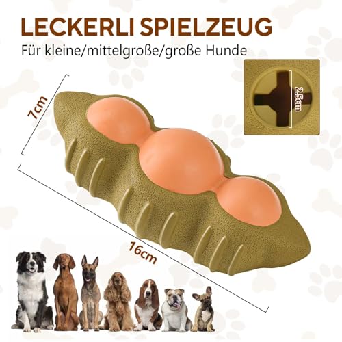 LIFLIX Futterspielzeug für Hunde, Interaktives Hundespielzeug Leckerli, Naturkautschuk Leckerli-Spender für Große Mittelgroße Hunde, Grüne Sojabohnen Form
