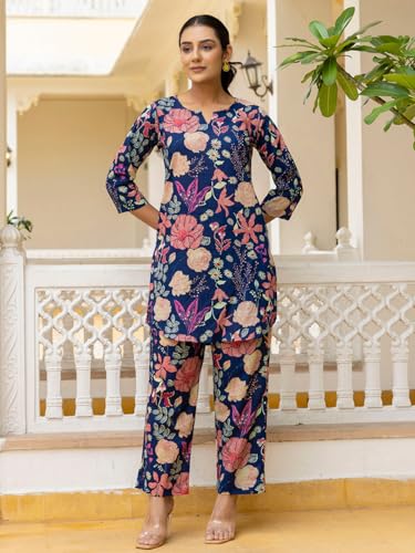 Image of feranoid Elegant V-Neck 3 /4 Sleeve Kurta & Pant Co-ord Set (S-XXL)