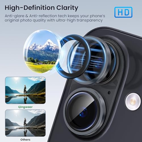Image of Lensarmor Compatible With Black iPhone 17 Camera Lens Protector - 9H Tempered Glass, Premium iPhone 17 Lens Cover, Scratch Resistant, Flash-Friendly Camera Protector