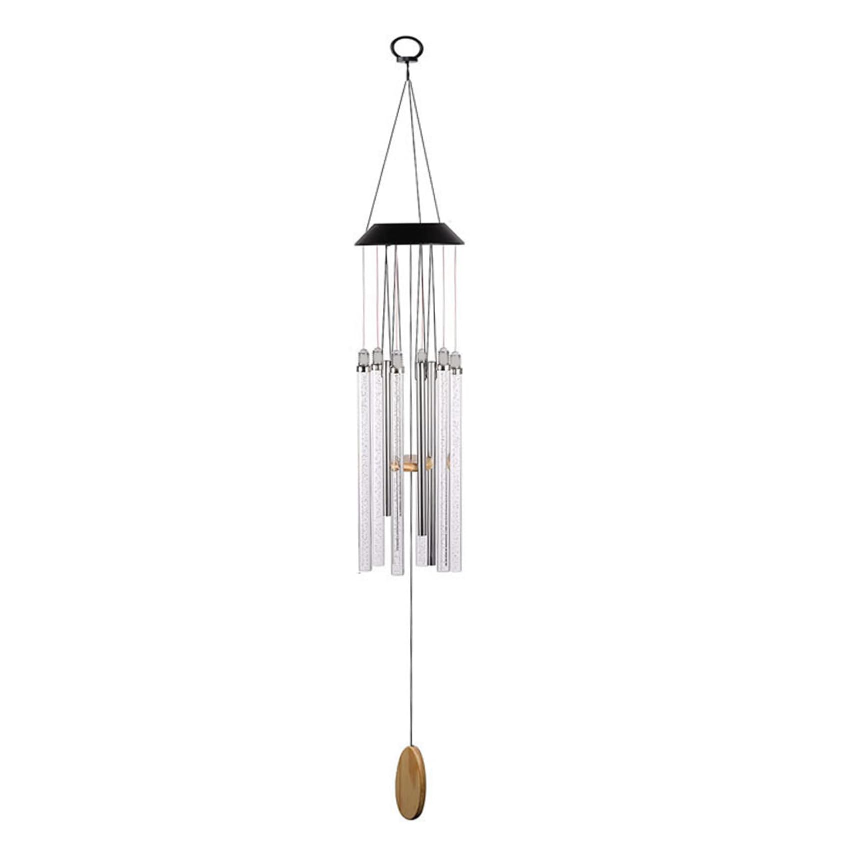 Carillon éolien solaire lumineux avec 6 tubes étanches pour terrasse et porche
