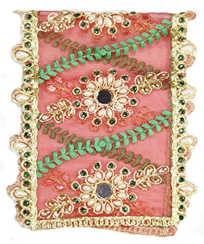 ASHIRWAD Navratri Puja Red Chunni Chunari Chunry Chunar Dupatta Durga Ma Mata Vaishno Devi ji Maatarani Idol | AE000061-00