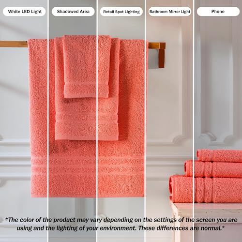 Image of Hammam Linen Coral Orange Hand Towels 4-Pack - 16 x 29 Turkish Cotton Premium Quality Soft and Absorbent Small Towels for Bathroom