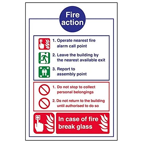 V Safety Eco Friendly Fire Action - General Fire Action Break Glass - 150 X 200mm, Multi, 150x200mm