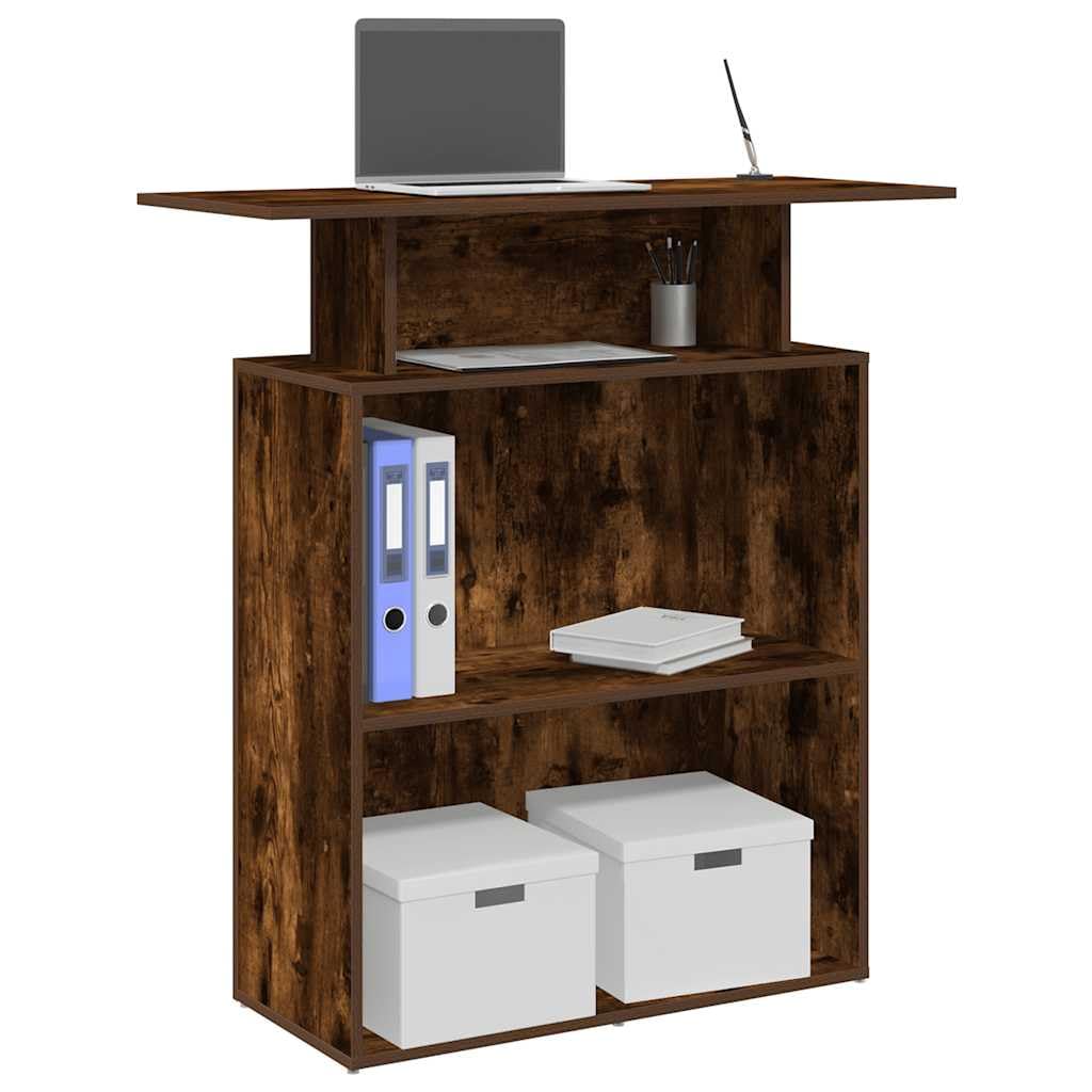 Hommdiy Empfangstheke Räuchereiche 100x40x104 cm Salon Kassentheke Büro Empfangstisch Holzwerkstoff