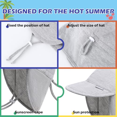 Duoyeree Baby Sun Protection Hat with Neck Flap Comfortable Summer Kids Infant Toddler Beach Hat for Boys Girls 0-5T3