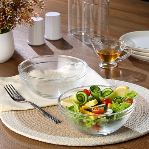 Image of CELLO Zenith Set of 2 Pcs Round Serving Glass Bowl for Kitchen 500 ml, Transparent | Microwave Oven & Dishwasher Safe, Freezer & Fridge Safe, Leadfree Toughened Crystal Glass Bowl for Serving Mixing