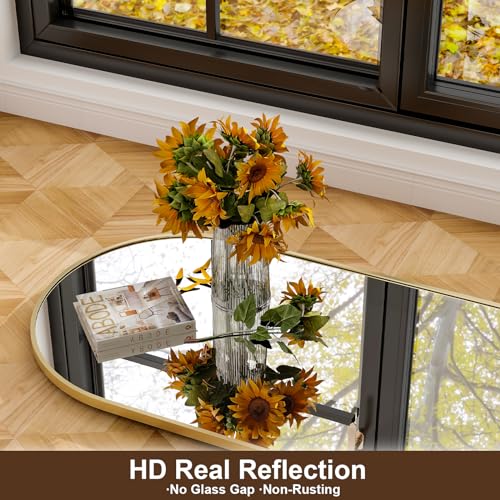 Image of 21 inch x 64 inchArched Full Length Mirror - Wall Mounted Floor Mirror- Aluminum Alloy Frame Full Body Mirror for Bathroom Living Room Bedroom and Entryway Gold