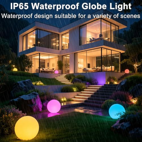 Image of 16 In Cordless LED Glowing Ball Light, LED Globe Orb Night Light w /Remote,16RGB Color Changing Waterproof Light Up Ball Rechargeable Indoor /Outdoor Mood Lamp for Nursery Garden Patio Party Bar Decor.