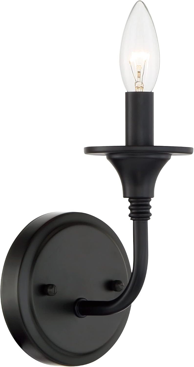 Craftmade Jolenne 1 Light Wall Sconce, Flat Black, Damp Rated, 57061-FB