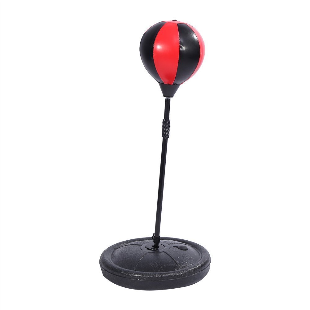 Yosoo El Profesional Conjunto de Peras de Velocidad para Adultos y Niños, con Guantes de Juego de Boxeo y Soporte Altura Ajustable (Rojo y Negro para Niños, Altura Ajustable 70-105 cm)