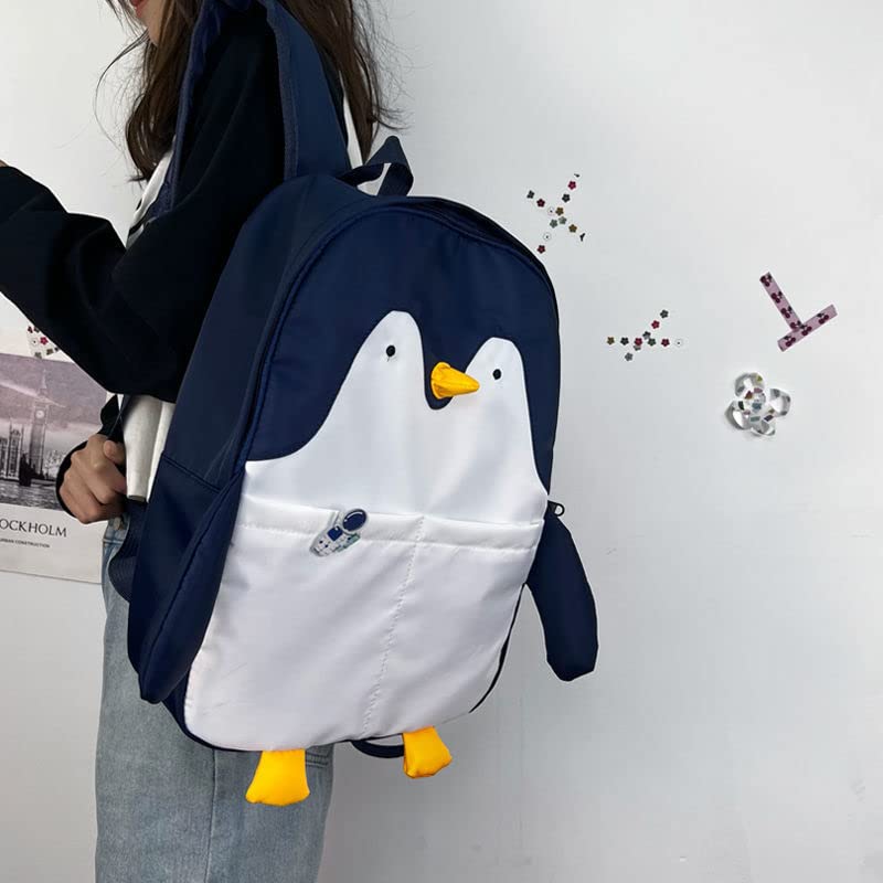 Kawaii Frog Large Novelty Backpack Girl Boy Teen Cute Fuuny Panda Animal High School Backpack Laptop Waterproof Bookbag (Penguin)4