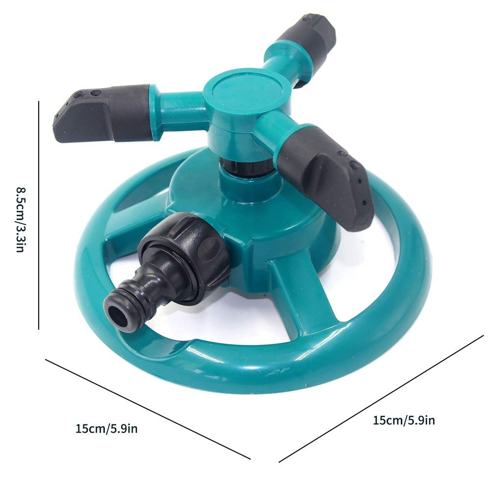 Gartensprinkler mit 3-Arm-Düsen Automatisch um 360 Grad drehbarer Rasensprenger Gartenbewässerungswerkzeuge Große Flächenabdeckung Wassersprinkler (Color : Green)