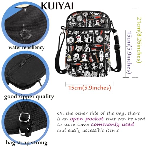 Clown Movie Merchandise Inspired Crossbody Bag Killer Horror Movie Lover Gift Art Gift Scary Clown Character Bag(BusinessGoodCrossBlk)2