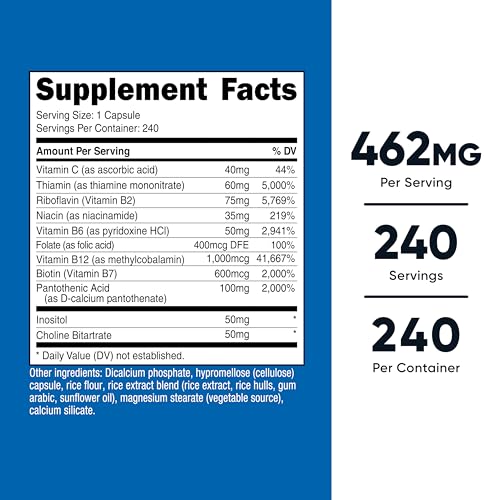Image of Nutricost Vitamin B Complex 462mg, 240 Capsules - with Vitamin C - Energy Complex (Pack of 2)