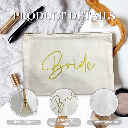 LADY&HOME Bridesmaid Makeup Bag Bride Vibe Team Bride Makeup Bag Wedding Party Cosmetic Bag Bridesmaid Proposal Gifts for Bridal Shower,Wedding,Bachelorette3