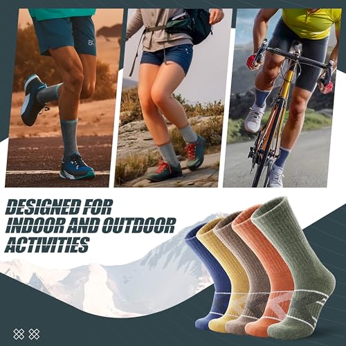 Image of ANTSANG 5 Pairs Merino Wool Hiking Socks for Men & Women Thermal Winter Warm Moisture Wicking Cushion Boot Socks