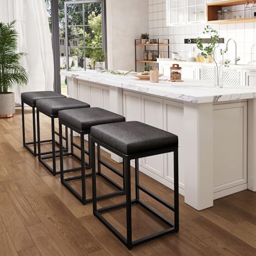 Sophia & William Black Bar Stools Set of 4, Counter Height...