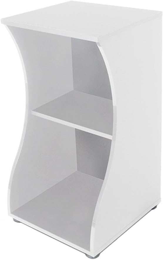 White Curved Aquarium Stand with Storage Shelves