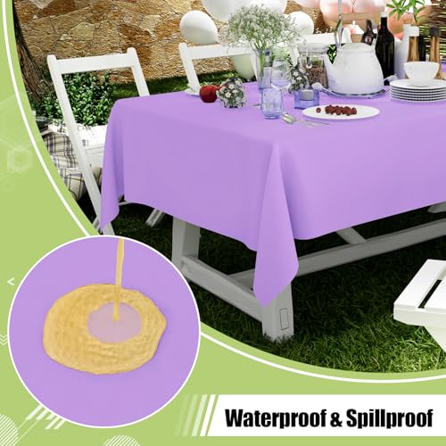 Image of Smiry Disposable Table Cloth 3 Pack, 84 Inch Round Waterproof Plastic Tablecloth, Decorative Round Table Covers for Party, Birthday, Picnic, Lavender