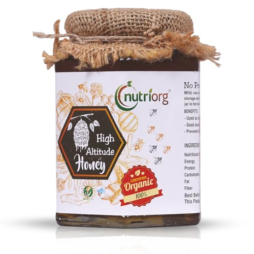 Image of Nutriorg Certified Organic High Altitude Honey 250g | 100% Pure, Unadulterated, and NMR Approved | Raw Himalayan Honey for Weight Management, Energy Boost & Immunity | No Added Sugar | Natural Sweetener