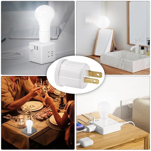 outlet to socket adapter plug-in light socket convert outlet to light bulb socket polarized 2-prong outlet to e26 e27 screw base bulb socket 660 watt 125 volt ul listed 4-pack