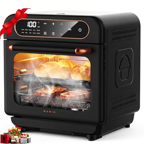 OUNIN 12L Four Multifonction, Four Vapeur 8 en 1 avec Four Fonction Pain, Cuisson Double Étage, Circulation d'air Chaud 360°, 1100W, Poulet Rôti, Gigot,...