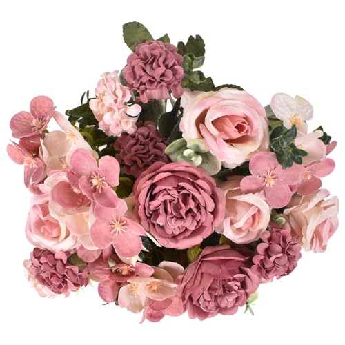 Flores Artificiales 4 Paquetes Peonías Flores Artificiales Flores de Seda Realista Peonías Ramos Hojas Verdes para Boda Casa Mesa Fiesta Ventana Jardín Foto Decoración