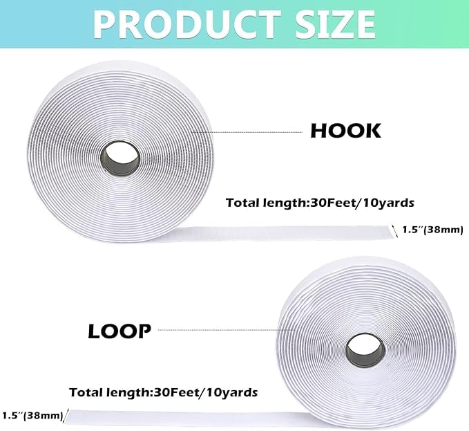 Sulsha Enterprise Self Adhesive Hook and Loop Tape, Use for Mosquito Net Tape, Stationery, Photo Frames, Wall Hangings and Office,Velcro Tapes Size (2M x 25mm) 1