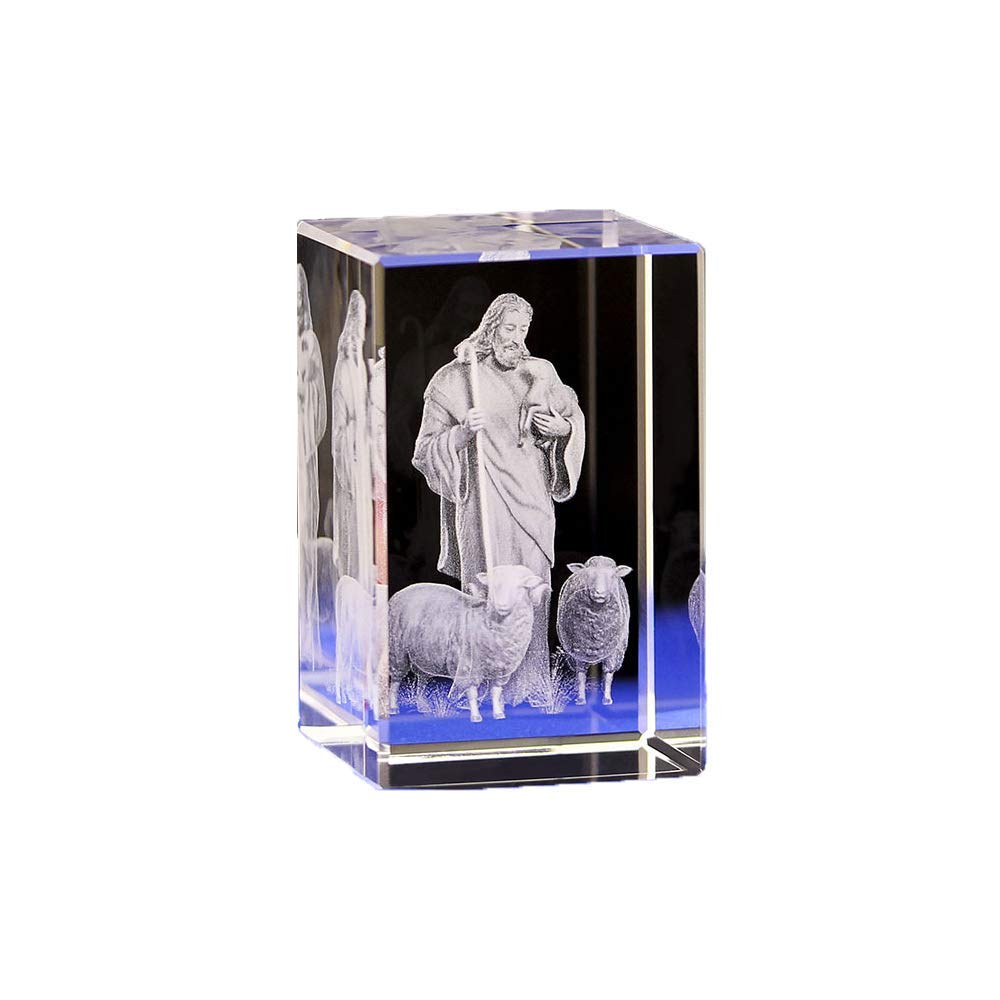 Sdydsge One Color Crystal Ornaments, Glass Crafts,3D Statue Decor Gift Jesus Shepherd Christian Catholic Crystal Inner Carving Ornament