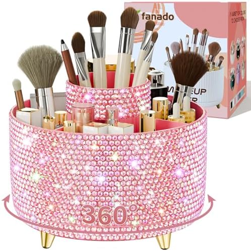 fanado Bling 360° Rotate Makeup Brush Holder Organizer, Makeup Or...