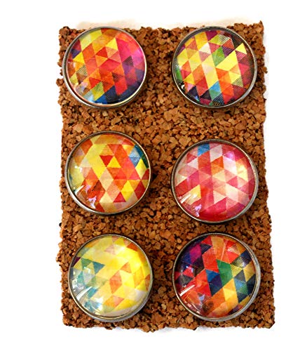 Set of 6 Colorful Triangles Decorative Pushpins for Kitchen Corkboards and Bulletin Boards Handmade Home Decor Thumbtacks