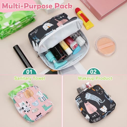 Image of Sanitary Pad Storage Bag Portable Period Bag for Teen Pads /Sanitary Napkins /Small Tampons, Sanitary Napkin Storage Bag First Period Gifts for Teen Girls (Bowknot Bear)