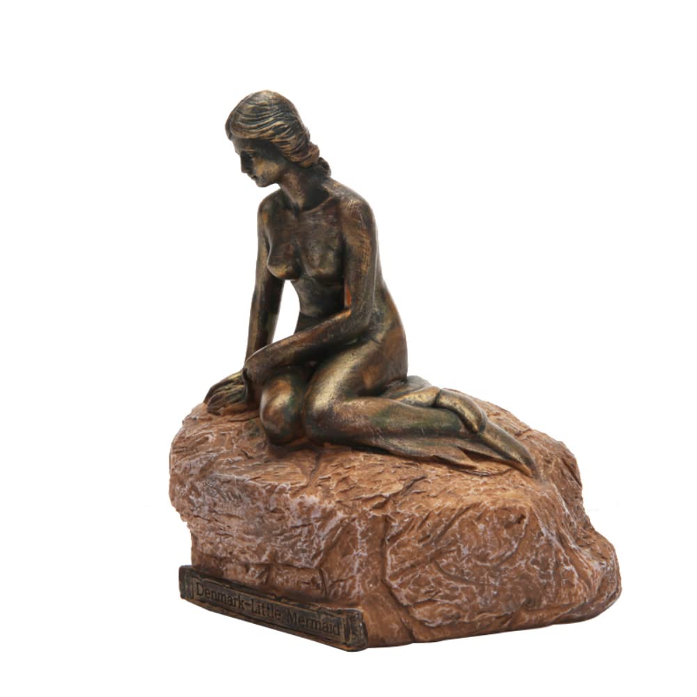 MOCIUN Escultura de bronce de imitación de sirena danesa pintada creativa para el hogar, estatua de resina de sirena, decoración de sala de estar