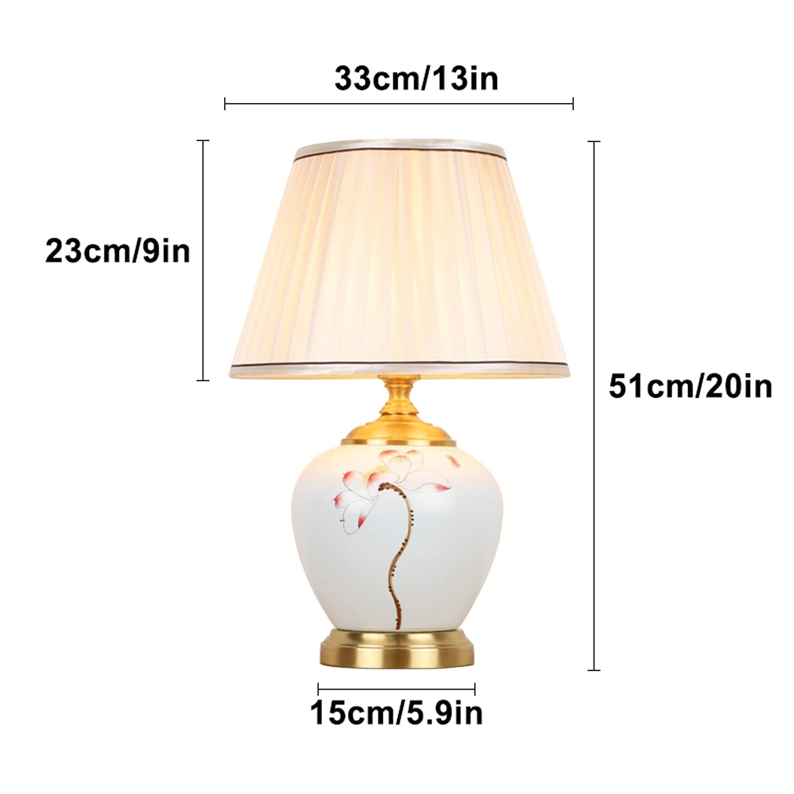 Lampki nocne do sypialni, retro, Groen Ceramics, stolik nocny z abażurem z tkaniny, w stylu chińskim, do domowego biura, 20 cali wysokości