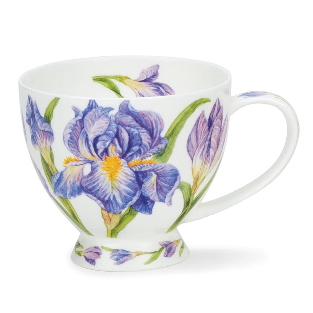 Dunoon Skye - Taza (0,45 L), diseño de Iris, color azul, rosa, morado